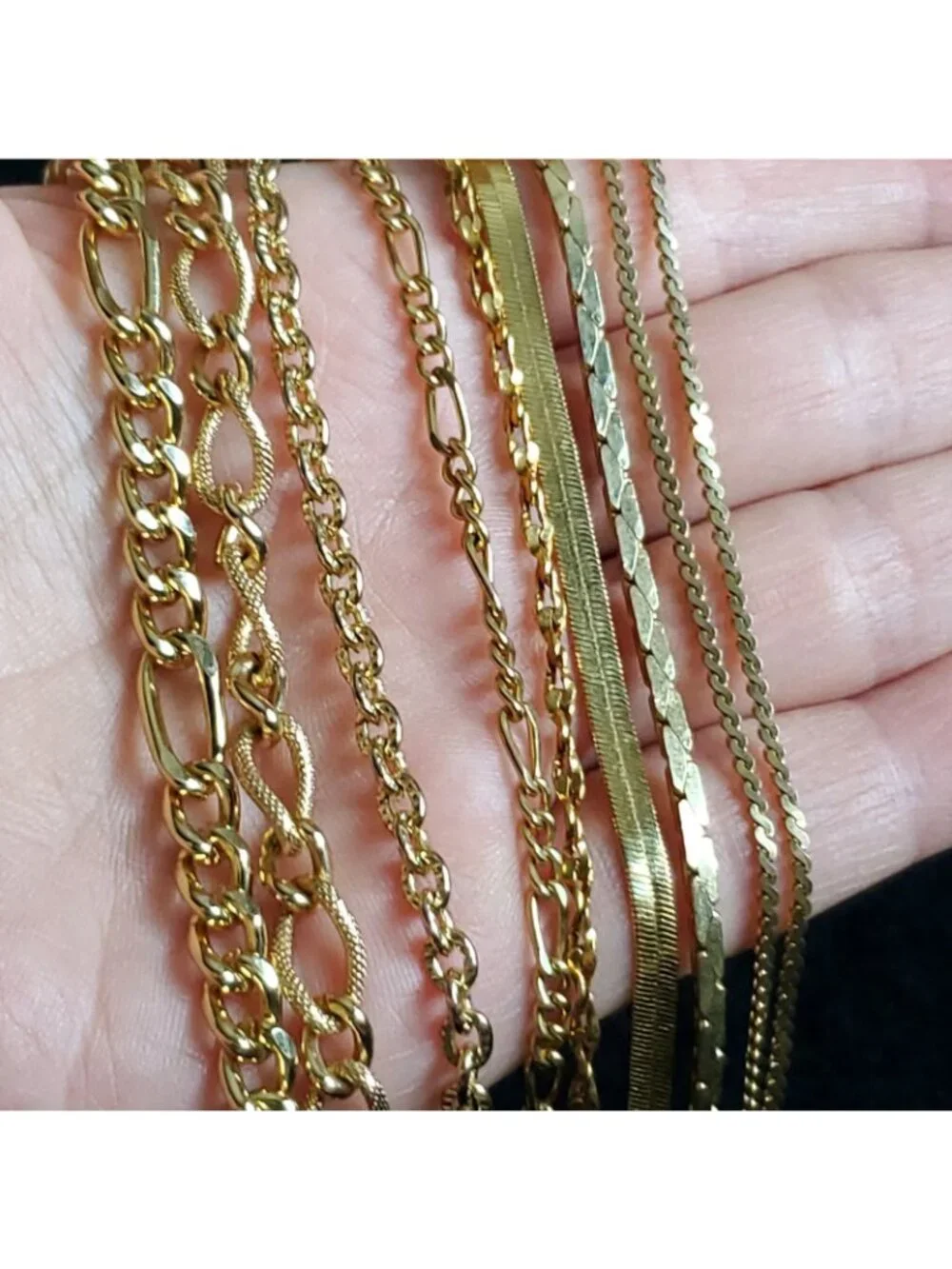 Gold Tone Bracelet Lot of 8 Chain 6-7.5